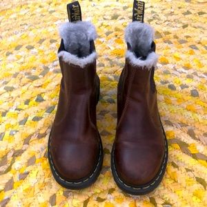 COPY - Fur-lined brown Doc-Marten boot